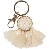 Clayre & Eef Sleutelhanger 7 cm Beige Synthetisch