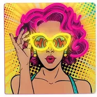 Forever Neonkunst, LED, Power Woman, geel-paars, Fla02,