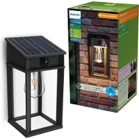 Philips Geri Wandlamp - UltraEfficient LED - Solar buitenlamp - Warmwit licht 2700K - Zwart - Rechthoekig ontwerp - Bewegingssensor - Zonne-energie - Schemersensor