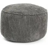 Lumaland zitzak poef van corduroy | Compacte 50L gaming poef met 3-in-1-functie: comfortabele kruk, handig tafeltje en stijlvolle voetenbank voor binnenshuis | Ø 25 x 45 cm - Grijs