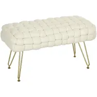 HOMCOM -Sitzhocker-Polyester, Schaumstoff-76L x 38B x 41,5H cm-Cremeweiß