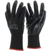 Safety Jogger Zwarte polyester veiligheidshandschoenen met een zwarte nitril coating | 12 Stuks | Zwart | Maat 8 - SW0800008