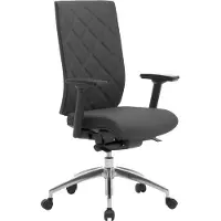 Leyform Bureaustoel WIKI, met armleuningen, stoffen rugleuning, frame van gepolijst aluminium, zwart