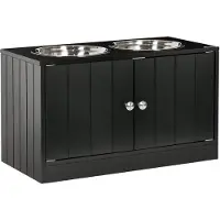 PawHut Erhöhter Hundenapf Futternapf mit Stauraum Wassernapf 2 x 2000ml Edelstahlnäpfen Fressnapf Hundenäpfe Futterstation für Große Hunde Katzen Schwarz
