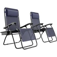 LifeGoods Opvouwbare Tuinstoelen - 2 Stuks - Ligstoel Tuin - 30°-90° Verstelbaar - Metaal - Blauw