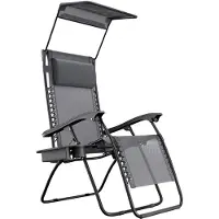 LifeGoods Opvouwbare Tuinstoel - Verstelbaar Zonnescherm - Ligstoel Tuin - 30°-90° Verstelbaar - Metaal - Grijs