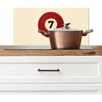 KitchenYeah Spatscherm keuken 60x30 cm - Kookplaat achterwand Cirkel - Zeven - Lucky - Rood - Muurbeschermer - Spatwand fornuis - Hoogwaardig aluminium