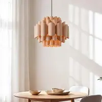 LumenXL Moderne hanglamp Xylo met een natuurlijke houtlook