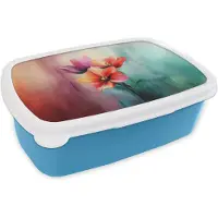 MuchoWow Broodtrommel Blauw - Lunchbox Tulpen - Lichtreflecties - Kleurverloop - Brooddoos 18x12x6 cm - Brood lunch box - Broodtrommels voor kinderen en volwassenen