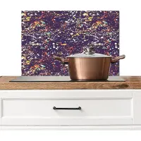 KitchenYeah Spatscherm keuken 60x40 cm - Kookplaat achterwand Spat - Abstract - Waterverf - Stippen - Muurbeschermer - Spatwand fornuis - Hoogwaardig aluminium