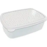 MuchoWow Broodtrommel Wit - Lunchbox Grafisch - Patroon - Modern - Schuin - Brooddoos 18x12x6 cm - Brood lunch box - Broodtrommels voor kinderen en volwassenen