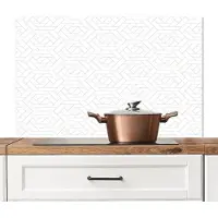 KitchenYeah Spatscherm keuken 100x65 cm - Kookplaat achterwand Grafisch - Patroon - Modern - Hexagon - Tegels - Muurbeschermer - Spatwand fornuis - Hoogwaardig aluminium