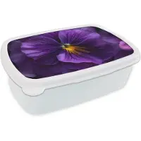 MuchoWow Broodtrommel Wit - Lunchbox Paars - Viool - Diepte - Brooddoos 18x12x6 cm - Brood lunch box - Broodtrommels voor kinderen en volwassenen