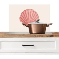 KitchenYeah Spatscherm keuken 70x50 cm - Kookplaat achterwand Schelp - Roze - Ribbels - Muurbeschermer - Spatwand fornuis - Hoogwaardig aluminium