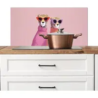 KitchenYeah Spatscherm keuken 80x40 cm - Kookplaat achterwand Jachtluipaarden - Zonnebrillen - Truien - Muurbeschermer - Spatwand fornuis - Hoogwaardig aluminium