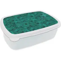 MuchoWow Broodtrommel Wit - Lunchbox Vloeiend - Olie - Verf - Texturen - Groen - Brooddoos 18x12x6 cm - Brood lunch box - Broodtrommels voor kinderen en volwassenen