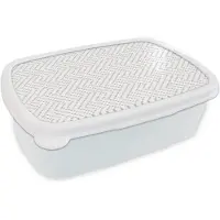 MuchoWow Broodtrommel Wit - Lunchbox Grafisch - Patroon - Modern - Band - Stippen - Brooddoos 18x12x6 cm - Brood lunch box - Broodtrommels voor kinderen en volwassenen