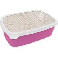 MuchoWow Broodtrommel Roze - Lunchbox Decoratief - Labyrint - Beige - Brooddoos 18x12x6 cm - Brood lunch box - Broodtrommels voor kinderen en volwassenen