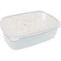 MuchoWow Broodtrommel Wit - Lunchbox Terrazzo - Patroon - Wit - Perzik - Brooddoos 18x12x6 cm - Brood lunch box - Broodtrommels voor kinderen en volwassenen