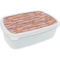 MuchoWow Broodtrommel Wit - Lunchbox Vloeiend - Olie - Verf - Texturen - Multi - Tonen - Brooddoos 18x12x6 cm - Brood lunch box - Broodtrommels voor kinderen en volwassenen