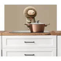 KitchenYeah Spatscherm keuken 100x50 cm - Kookplaat achterwand Leeuw - Oranje bloemen - Vriendelijk - Muurbeschermer - Spatwand fornuis - Hoogwaardig aluminium