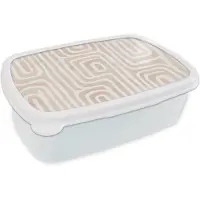 MuchoWow Broodtrommel Wit - Lunchbox Decoratief - Labyrint - Beige - Brooddoos 18x12x6 cm - Brood lunch box - Broodtrommels voor kinderen en volwassenen