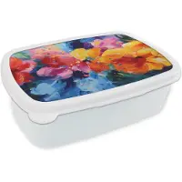 MuchoWow Broodtrommel Wit - Lunchbox Golvend - Energie - warm - Brooddoos 18x12x6 cm - Brood lunch box - Broodtrommels voor kinderen en volwassenen