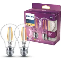 Philips Filamentlamp LED 60W E27 Helder – 806 Lumen – 2700K – 2 Stuks