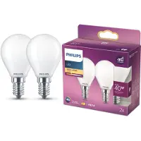 Philips Filamentkogellamp LED 3.4W E14 470lm Mat - 2700K - Niet Dimbaar - 2 Stuks