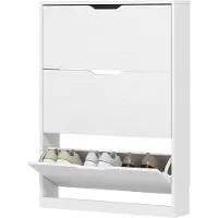 HOMCOM Flip-down Shoe Cabinet-Spanplatte-80L x 17B x 108H cm-Weiß
