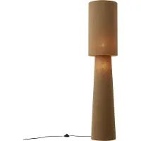 QAZQA Japandi vloerlamp bruin teddy stof 2-lichts - Trompet
