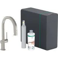 Hansgrohe aqittura m91 sodasystem 210, uittrekbare uitloop, 1jet, sbox, starter set , rvs look