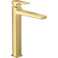 Hansgrohe metropol eengreeps wastafelkraan 260 met rechte greep en pushopen afvoerplug, polished gold optic