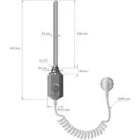 LuxeBath ECD Germany Elektrische badkamer verwarming 400 x 1500 mm Antraciet recht met zijaansluiting incl. verwarmingsstang 900W Chroom Grote capaciteit - Radiator verwarming Handdoekdroger Handdoekverwarming