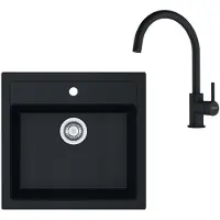 Franke - Keukenset T122Č, tectonite spoelbak SID 610 en keukenkraan FC 6018.901, zwart/mat zwart 143.0687.310