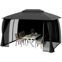 Trend24 Paviljoen 4 x 3 Cape May Antraciet - Met zijwanden en insectennet