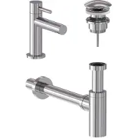 May Fonteinkraan Combiset Stilo S Model Fonteinkraan, Designplug Always Open & Designsifon Chroom