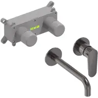 May Inbouw Wastafelmengkraan Forma Eenhendel Incl. Inbouwbox Geborsteld Carbon Black PVD