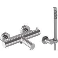May Badthermostaat Combiset Incl. Verstelbare Wandsteun, Doucheslang 125 cm & Staaf Handdouche Chroom