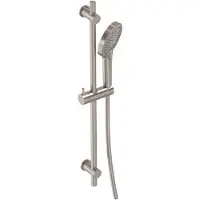 May Glijstangset Met 3-standen Handdouche - Doucheslang - Glijstang 70cm - Geborsteld Nickel PVD - Messing - Kranen, Douchekranen, Douchesets, Opbouw - Kranen, Douchekranen, Douchesets, Opbouw