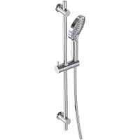 May Glijstangset Met 3-standen Handdouche - Doucheslang - Glijstang 70cm - Chroom - Messing - Kranen, Douchekranen, Douchesets, Opbouw Douchesets, - Kranen, Douchekranen, Douchesets, Opbouw