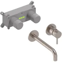 May Inbouw Wastafelmengkraan Stilo Eenhendel Incl. Inbouwbox Geborsteld Nickel PVD