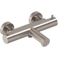 May Badthermostaat Opbouw Met Vaste Uitloop Geborsteld Nickel PVD