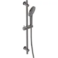 May Glijstangset Met 3-standen Handdouche - Doucheslang - Glijstang 70cm - Geborsteld Carbon Black PVD - Messing - Kranen, Douchekranen, Douchesets, - Kranen, Douchekranen, Douchesets, Opbouw