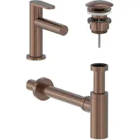 May Fonteinkraan Combiset Forma S Model Fonteinkraan, Designplug Always Open & Designsifon Geborsteld Mat Koper PVD