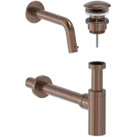 May Stilo Combiset: Inbouw Fonteinkraan - Niet-afsluitbare Designplug - Designsifon - Geborsteld Mat Koper PVD - Messing - Kranen, Fonteinkranen,