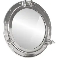 vidaXL - Wandspiegel - patrijspoort - Ø50 - cm aluminium - en - glas
