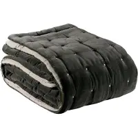 Vivaraise - Effen plaid Elise Thunder gewatteerde afwerking 240 x 260