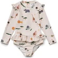 Liewood - Badpak Sille met Lange Mouwen - UPF50 Bescherming - Safari Sandy Mix / 98-104