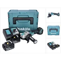 Makita DGA 521 RGX1J accu haakse slijper 18 V 125 mm X-LOCK Brushless + 2x accu 6,0 Ah + oplader + Makpac